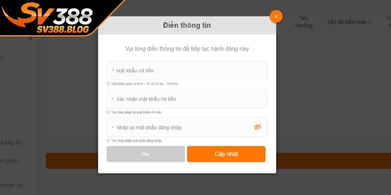 Điều kiện rút tiền SV388 diễn ra thuận lợi